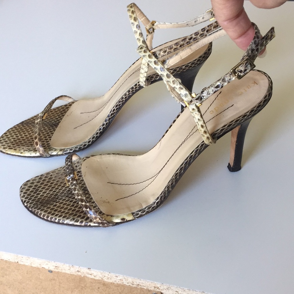 Kate Spade lizard print minimalist heels